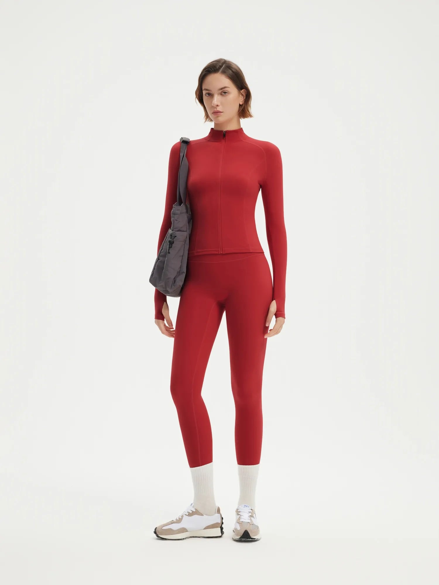 SUUKSESS Women 2 pieces Workout Sets BBL Full Zip Up Jacket High Waist Gym Leggings-SUUKSESS-SUUKSESS