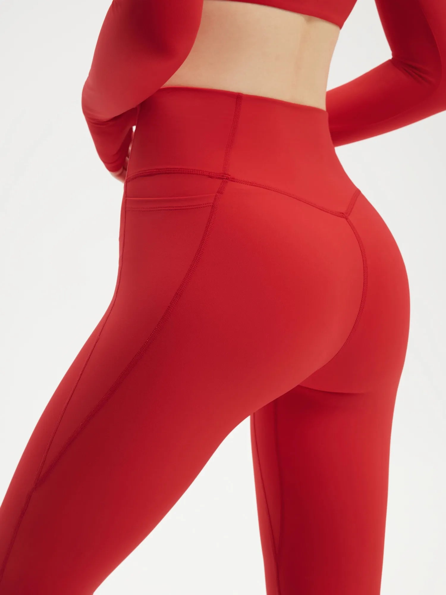 SUUKSESS Women 2 Piece Workout Sets Long Sleeve Twist Deep V Crop Padded Tops Yoga Leggings with Side Pockets-SUUKSESS-SUUKSESS