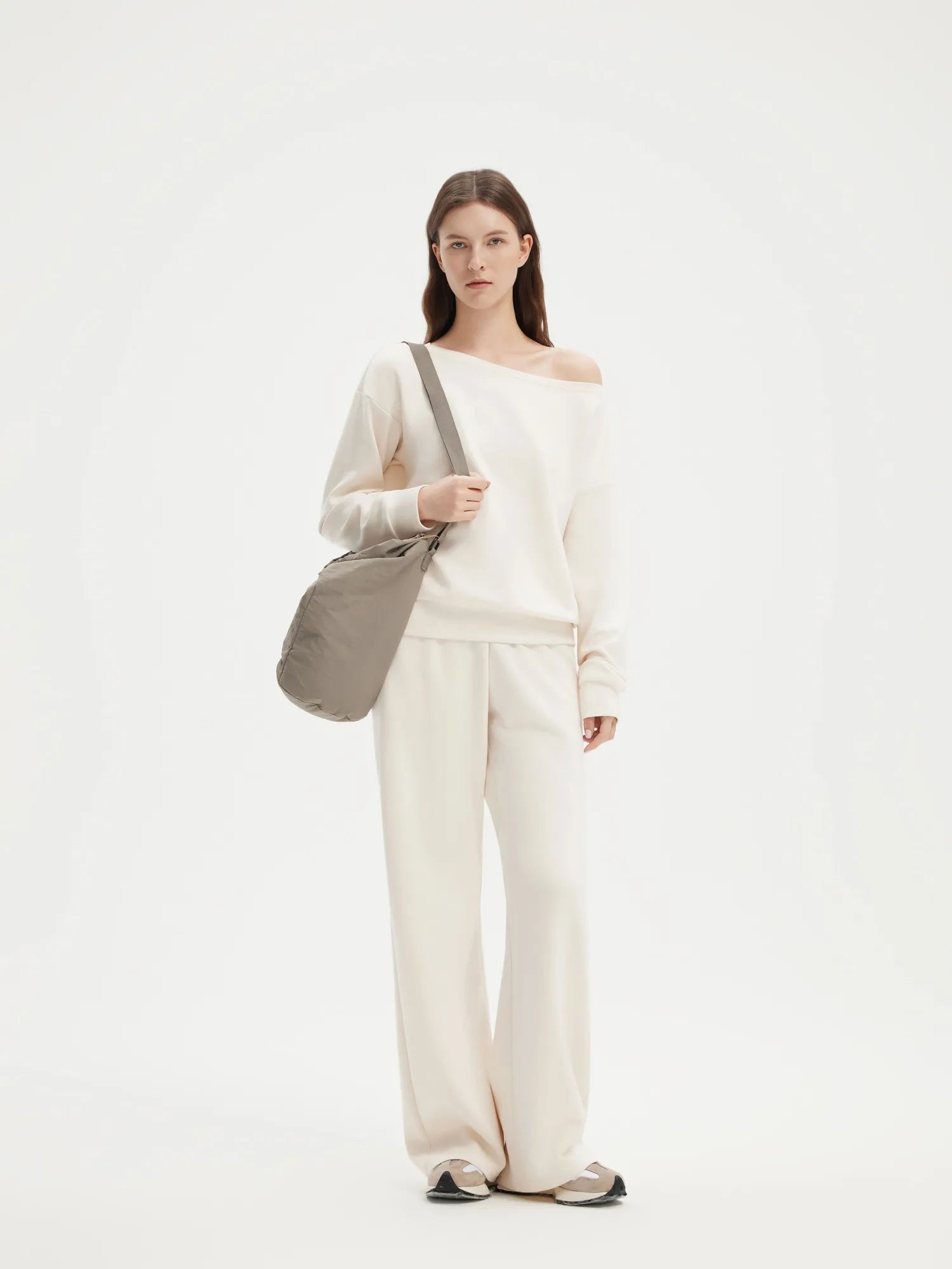 SUUKSESS Women 2 Piece Lounge Matching Set Off Shoulder Sweatshirt Wide Leg Sweatpant-SUUKSESS-SUUKSESS