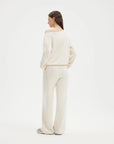 SUUKSESS Women 2 Piece Lounge Matching Set Off Shoulder Sweatshirt Wide Leg Sweatpant-SUUKSESS-SUUKSESS