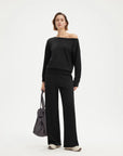 SUUKSESS Women 2 Piece Lounge Matching Set Off Shoulder Sweatshirt Wide Leg Sweatpant-SUUKSESS-SUUKSESS