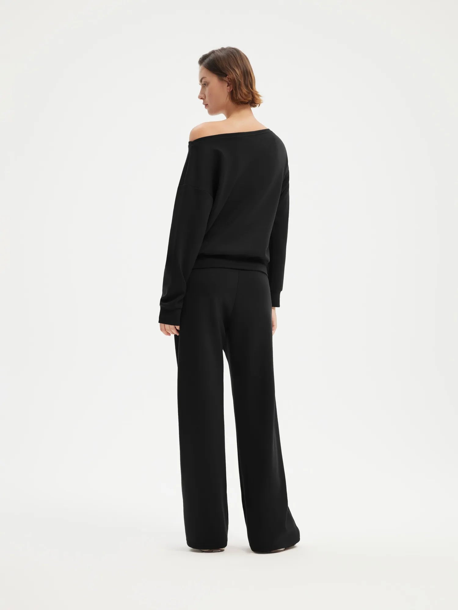 SUUKSESS Women 2 Piece Lounge Matching Set Off Shoulder Sweatshirt Wide Leg Sweatpant-SUUKSESS-SUUKSESS