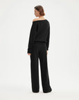 SUUKSESS Women 2 Piece Lounge Matching Set Off Shoulder Sweatshirt Wide Leg Sweatpant-SUUKSESS-SUUKSESS