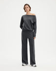 SUUKSESS Women 2 Piece Lounge Matching Set Off Shoulder Sweatshirt Wide Leg Sweatpant-SUUKSESS-SUUKSESS
