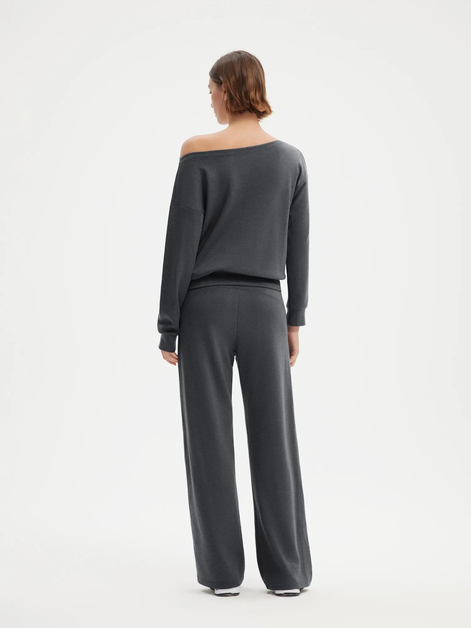SUUKSESS Women 2 Piece Lounge Matching Set Off Shoulder Sweatshirt Wide Leg Sweatpant-SUUKSESS-SUUKSESS