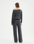 SUUKSESS Women 2 Piece Lounge Matching Set Off Shoulder Sweatshirt Wide Leg Sweatpant-SUUKSESS-SUUKSESS