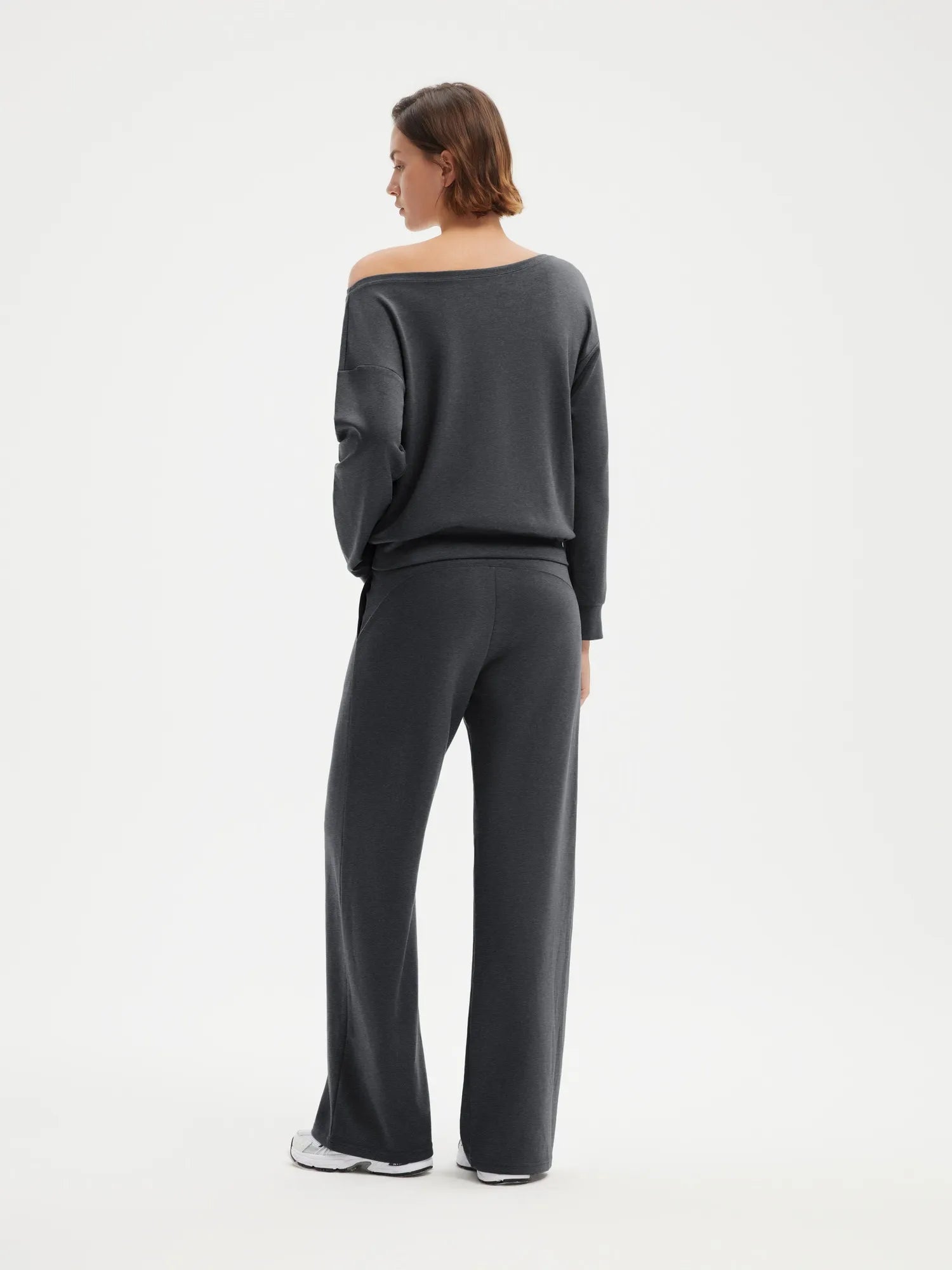SUUKSESS Women 2 Piece Lounge Matching Set Off Shoulder Sweatshirt Wide Leg Sweatpant-SUUKSESS-SUUKSESS