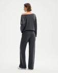 SUUKSESS Women 2 Piece Lounge Matching Set Off Shoulder Sweatshirt Wide Leg Sweatpant-SUUKSESS-SUUKSESS