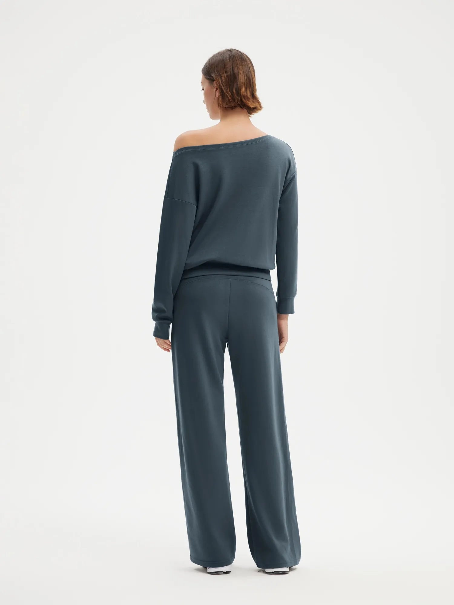 SUUKSESS Women 2 Piece Lounge Matching Set Off Shoulder Sweatshirt Wide Leg Sweatpant-SUUKSESS-SUUKSESS