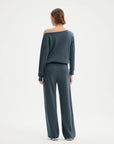 SUUKSESS Women 2 Piece Lounge Matching Set Off Shoulder Sweatshirt Wide Leg Sweatpant-SUUKSESS-SUUKSESS