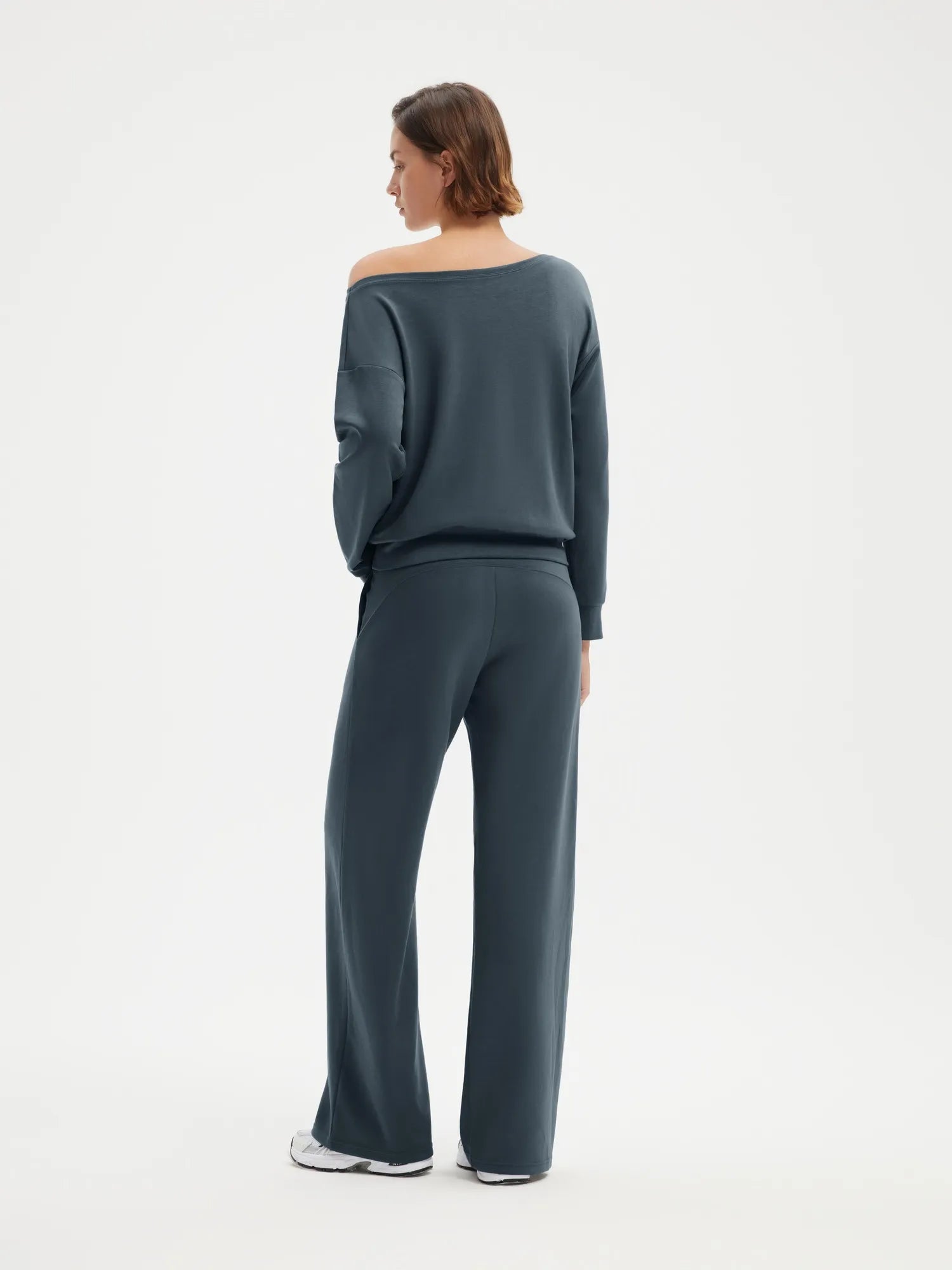 SUUKSESS Women 2 Piece Lounge Matching Set Off Shoulder Sweatshirt Wide Leg Sweatpant-SUUKSESS-SUUKSESS