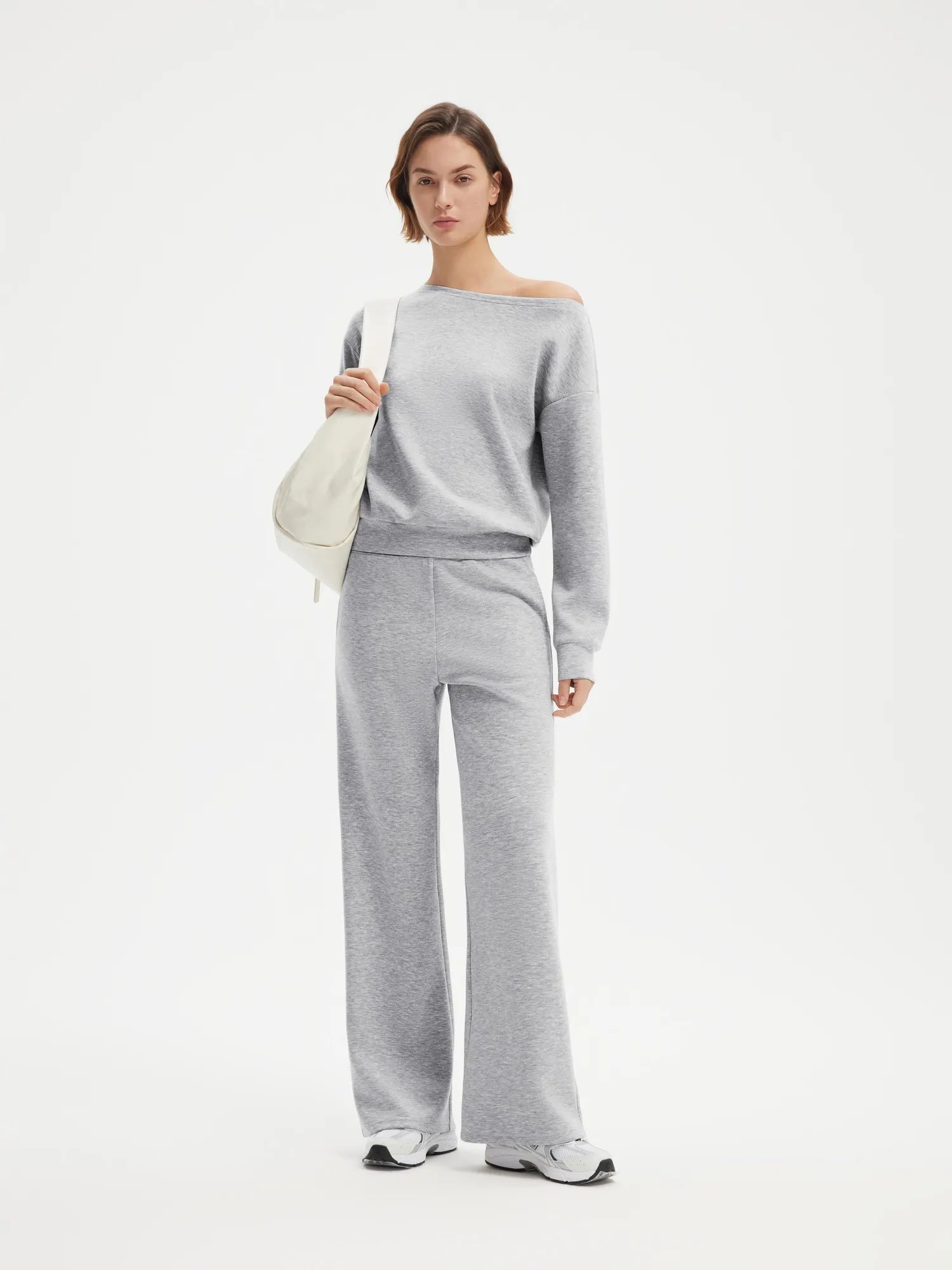 SUUKSESS Women 2 Piece Lounge Matching Set Off Shoulder Sweatshirt Wide Leg Sweatpant-SUUKSESS-SUUKSESS
