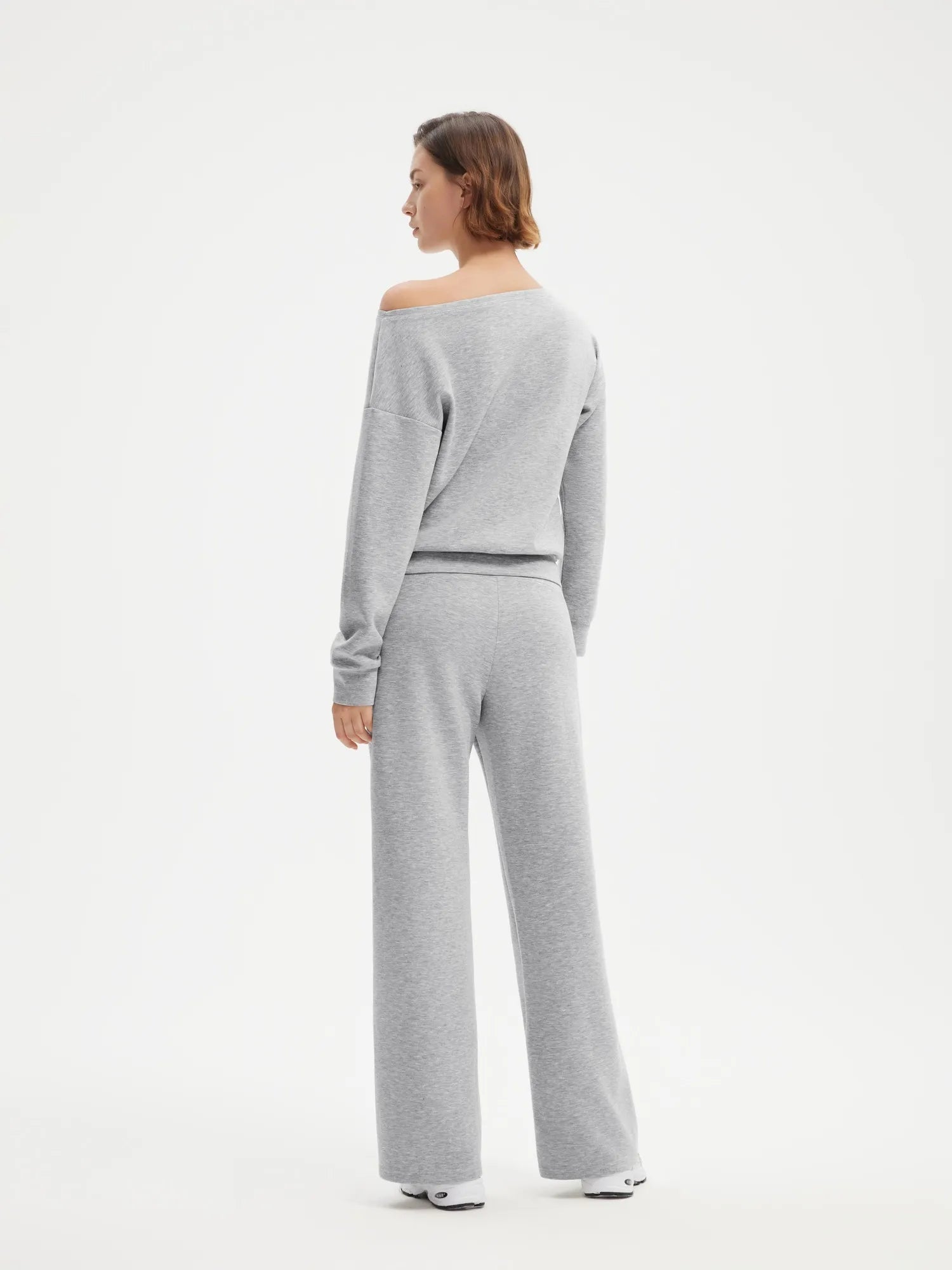 SUUKSESS Women 2 Piece Lounge Matching Set Off Shoulder Sweatshirt Wide Leg Sweatpant-SUUKSESS-SUUKSESS