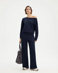 SUUKSESS Women 2 Piece Lounge Matching Set Off Shoulder Sweatshirt Wide Leg Sweatpant-SUUKSESS-SUUKSESS