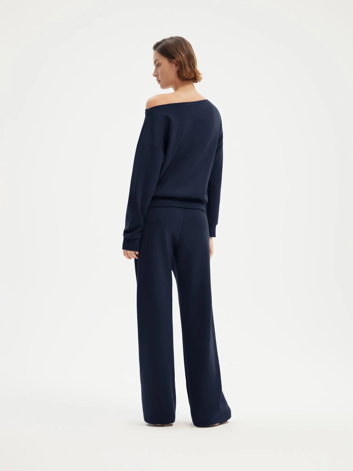 SUUKSESS Women 2 Piece Lounge Matching Set Off Shoulder Sweatshirt Wide Leg Sweatpant-SUUKSESS-SUUKSESS