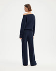 SUUKSESS Women 2 Piece Lounge Matching Set Off Shoulder Sweatshirt Wide Leg Sweatpant-SUUKSESS-SUUKSESS