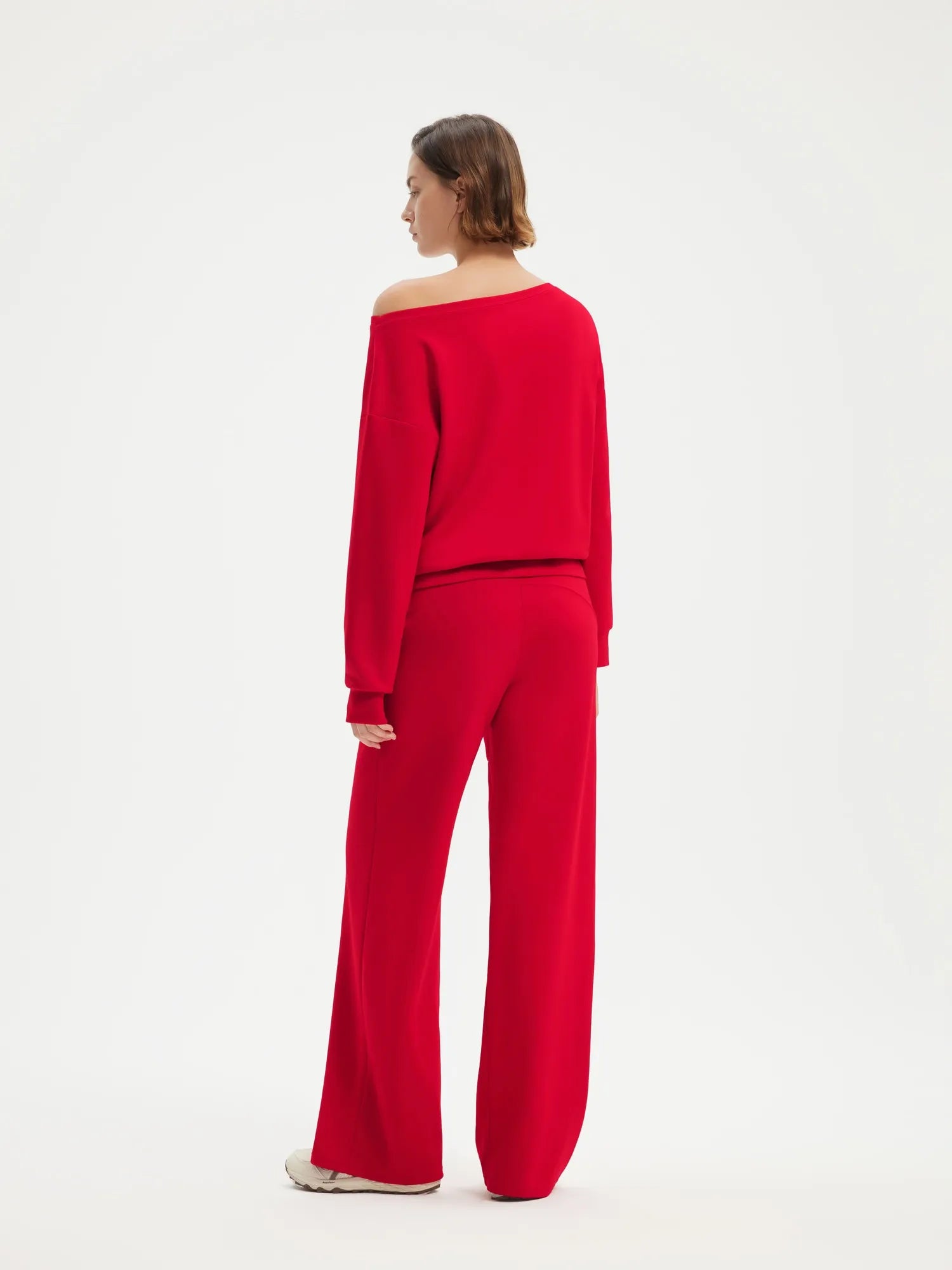 SUUKSESS Women 2 Piece Lounge Matching Set Off Shoulder Sweatshirt Wide Leg Sweatpant-SUUKSESS-SUUKSESS