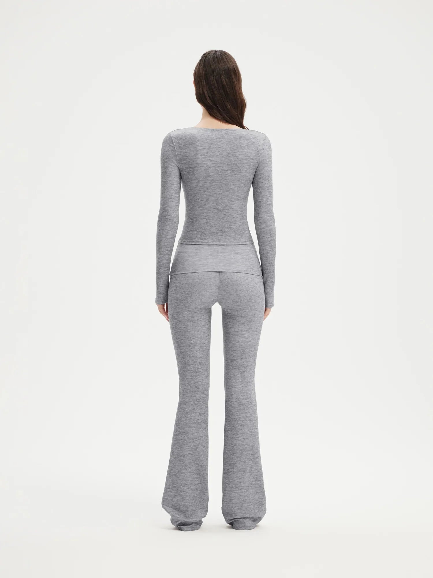 SUUKSESS Women 2 pieces Lounge Sets Long Sleeve V Neck Tops Fold Over Flare Leggings-SUUKSESS-SUUKSESS