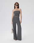 Tube Wide Leg Pants 2 Piece Lounge Set-SUUKSESS-Black White Stripes-XS-SUUKSESS