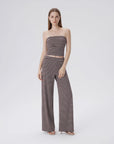 Tube Wide Leg Pants 2 Piece Lounge Set-SUUKSESS-Brown White Stripes-XS-SUUKSESS