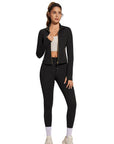 Golden Full Zip Up Jackets Workout Set