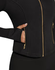 Golden Full Zip Up Jackets Workout Set