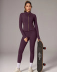 Golden Full Zip Up Jackets Workout Set
