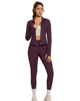 Golden Full Zip Up Jackets Workout Set