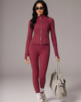 Golden Full Zip Up Jackets Workout Set