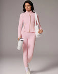 Golden Full Zip Up Jackets Workout Set