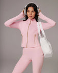 Golden Full Zip Up Jackets Workout Set
