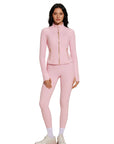 Golden Full Zip Up Jackets Workout Set