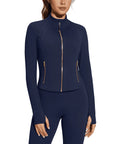 Golden Full Zip Up Jackets Workout Set