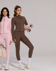Golden Full Zip Up Jackets Workout Set