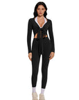 Tie Front Wrap Tops Leggings Outfits - Long Sleeve
