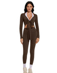 Tie Front Wrap Tops Leggings Outfits - Long Sleeve