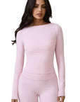 Tie Front Wrap Tops Leggings Outfits - Long Sleeve