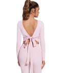 Tie Front Wrap Tops Leggings Outfits - Long Sleeve