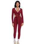 Tie Front Wrap Tops Leggings Outfits - Long Sleeve