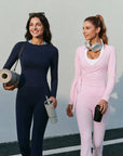 Tie Front Wrap Tops Leggings Outfits - Long Sleeve