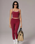 Padded Crop Camis Leggings Workout Set