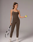 Twist Back Leggings Workout Sets-SUUKSESS-Brown-XS-SUUKSESS