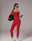 Twist Back Leggings Workout Sets-SUUKSESS-Red-XS-SUUKSESS