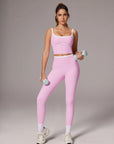 Color Block Layered Workout Sets-SUUKSESS-Pink-XS-SUUKSESS
