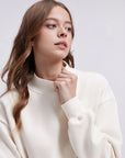 Cotton Mock Neck Sweatshirt Wide Pant Outfit