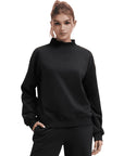 Cotton Mock Neck Sweatshirt Wide Pant Outfit