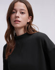 Cotton Mock Neck Sweatshirt Wide Pant Outfit