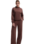 Cotton Mock Neck Sweatshirt Wide Pant Outfit