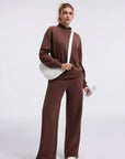 Cotton Mock Neck Sweatshirt Wide Pant Outfit