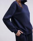 Mock Neck Sweatsuits Lounge Outfit
